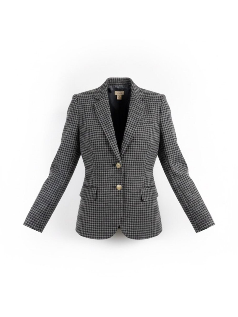 J. Crew Womens Black Wool Houndstooth Blazer Button Front Sz 0